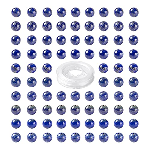 BEEFLYING 100 Stück 8mm Natürliche Blaue Lapislazuli Stein Runde Form Kristall Stein Perlen Edelstein Lose Abstandsperlen für Schmuckherstellung DIY Handwerk von BEEFLYING