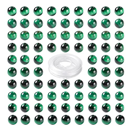 BEEFLYING 100 Stück 8mm Natürliche Grüne Tigerauge Runde Perlen Polierte Lose Runde Perlen für DIY Schmuck Armbänder Ohrring Kits Herstellung von BEEFLYING