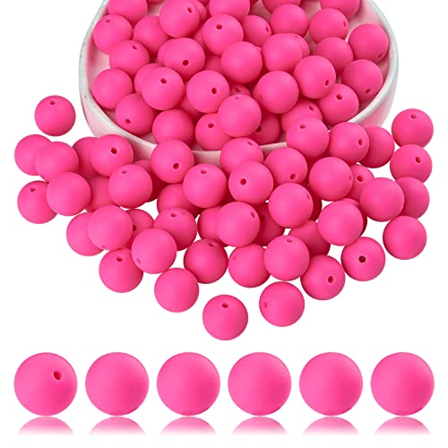 BEEFLYING 100 Stück Silikonperlen Runde Gummiperlen 15 mm Lose Zwischenperlen für DIY-Zubehör Schmuck Schlüsselanhänger Herstellung (Rose) von BEEFLYING