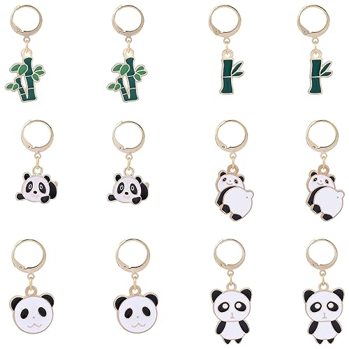 BEEFLYING 12 Stück Legierungs-Emaille-Panda-Anhänger, Häkel-Stichmarkierungs-Charms, abnehmbare Karabinerverschlüsse zum Stricken, Nähen, Quilten, handgefertigter Schmuck von BEEFLYING