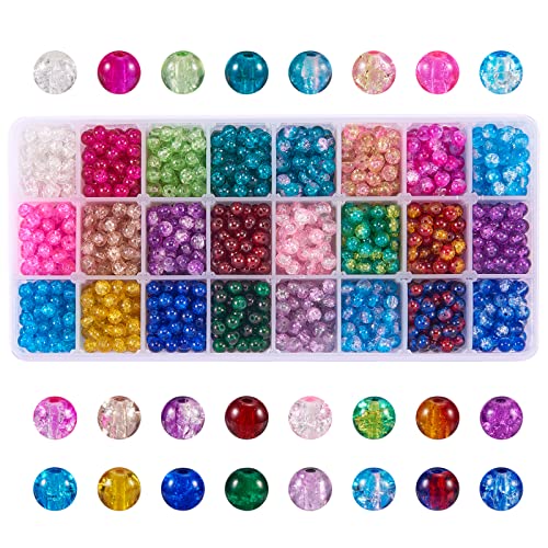 BEEFLYING 1680pcs 6mm Glasperlen Spacer Kristallperlen Ovale Transparente Sortierte Perlen Für Home Deco DIY Armband Zubehör (24 Farben) von BEEFLYING