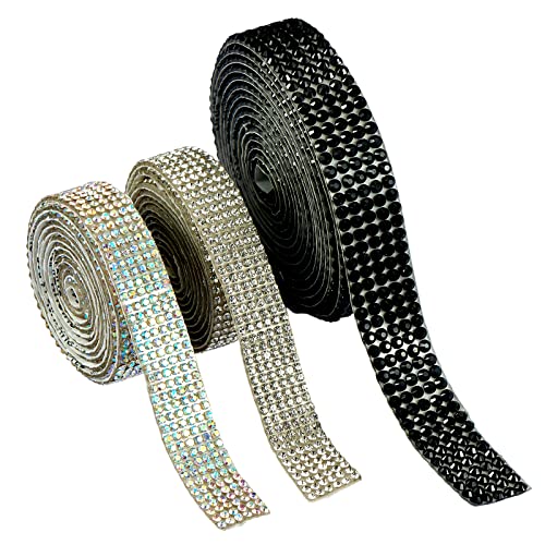 BEEFLYING 3 Rollen Glas-Strass-Band Nähgarnitur aus Kristallglas Strassband DIY Diamond Roll Belt für Schmuck Hochzeit Geburtstag Weihnachten Telefon Auto Dekoration Handwerk von BEEFLYING