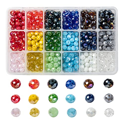 BEEFLYING 540 stücke 18 Farben Galvanisieren Glasperlen Opaque Einfarbig Pony Perlen Rondelle Spacer Perlen Für Armband Halskette Schmuckherstellung Zubehör, 8mm von BEEFLYING