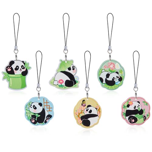 BEEFLYING 6 STK. Handy Anhänger Ästhetik Y2K Niedliche Acryl Panda Charme Bänder Handy Anhänger Zubehör für Tasche Schlüsselanhänger Kamera Geldbörse von BEEFLYING