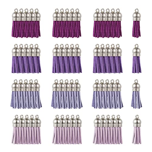 BEEFLYING 60Pcs Lila Faux Wildleder Quaste Anhänger Dekorationen Mini Retro Charm Für DIY Armband Halskette Ohrring Schlüsselanhänger Schmuckherstellung Handwerkszubehör von BEEFLYING