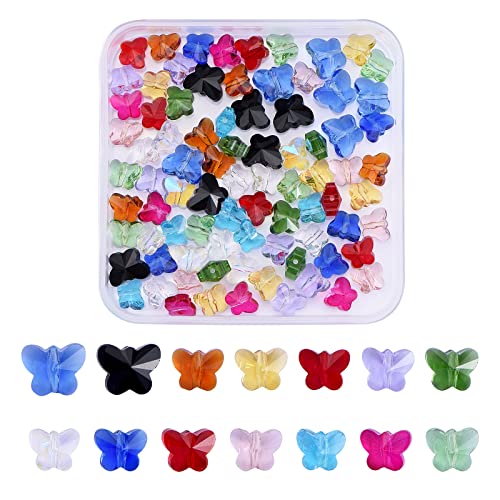 BEEFLYING 84Pcs Kristall Schmetterling Glasperlen Facettierte Transparente Charms Für DIY Halskette Ohrringe Armband Schmuckherstellung von BEEFLYING