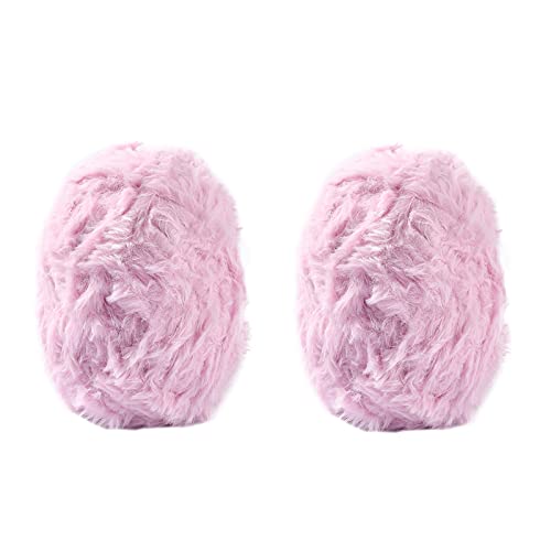 BEEFLYING Chunky Fluffy Handgewebt Strickgarn Weiches Kunstfell Polyester Häkeln Chenille Garn Imitation Nerz Dicker Wollgarn für DIY Pullover Schal Handschuh Stricken Handwerk (Rosa) von BEEFLYING