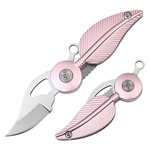 BEEK Schlüsselanhänger Messer Rosa, Kleine Geschenke für Frauen, Mini EDC Messer Outdoor, Taschenmesser Klein, Klappmesser, Pocket Knife von BEEK