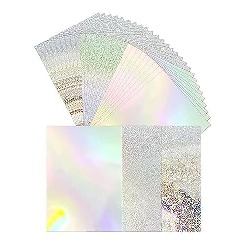 BEEOFICEPENG 30 Stück Metallischer Holografischer Karton, Glänzend, Fluoreszierend, Dicker A4-Karton für Kartenherstellung, Scrapbooking von BEEOFICEPENG