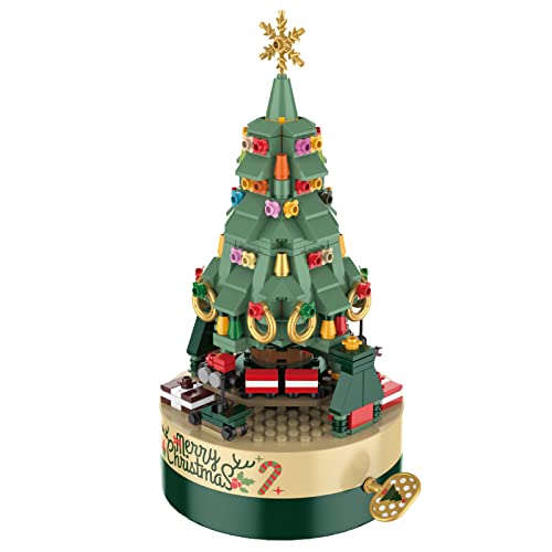 BEIAOSU Weihnachtsbaum DIY Bausteine Spieluhr Uhrwerk für Kinder, Spieluhr Spieldose Bausatz Baukasten Bausteine Modellbausatz Bauspielzeug Geschenke Dekoration für Erwachsene Jungen Kinder 8+ von BEIAOSU