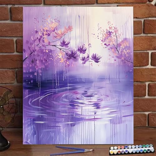 Blume Malen Nach Zahlen Erwachsene, Paint by Numbers Adult Anfänger Kreativ Set für, Heimwerk Malen Nach Zahlen Kinder Abstrakt mit Rahmen, Pinsel und Acrylfarbe Als Geschenk für Wanddeko 70x95cm Q-2 von BEIJUYHU