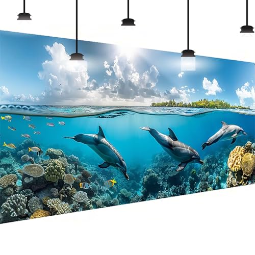 Delphin Diamond Painting Groß XXL 70x140 cm, DlY Delphin Diamant Painting Bilder Kinder, Full drill Daiments Malerei Erwachsene, 5D Diamond Art Mosaic Bastelset Kunst Malerei Stickerei Dekor L-YO von BEIJUYHU