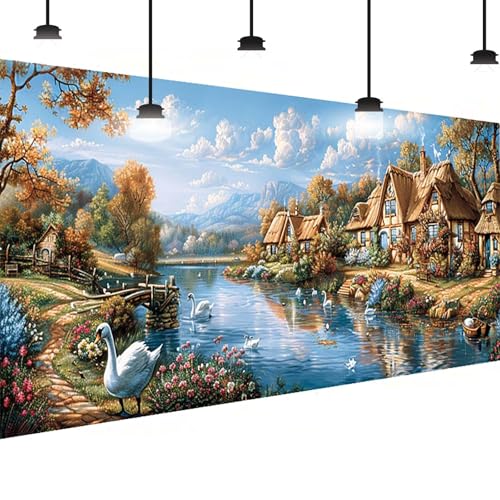 Diamond Painting Dorf Diamant Painting Bilder Erwachsene Groß DlY Diamant Art Kinder Full Drill Diamond Malerei Landschaft 5D Edelstein Kunst Malerei Stickerei Mosaic Bastelset Decor 50x100 cm 9-GM von BEIJUYHU