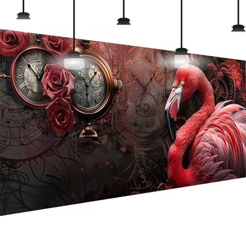 Diamond Painting Flamingo Diamant Painting Bilder Erwachsene Groß DlY Diamant Art Kinder, Full Drill Diamond Malerei Uhr 5D Edelstein Kunst Malerei Stickerei Mosaic Bastelset Decor 50x100 cm 3-9S von BEIJUYHU