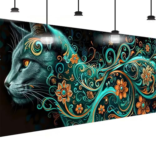 Diamond Painting Katze Diamant Painting Bilder Erwachsene Groß DlY Diamant Art Kinder, Full Drill Diamond Malerei Blume 5D Edelstein Kunst Malerei Stickerei Mosaic Bastelset Decor 80 X 160cm P-10 von BEIJUYHU