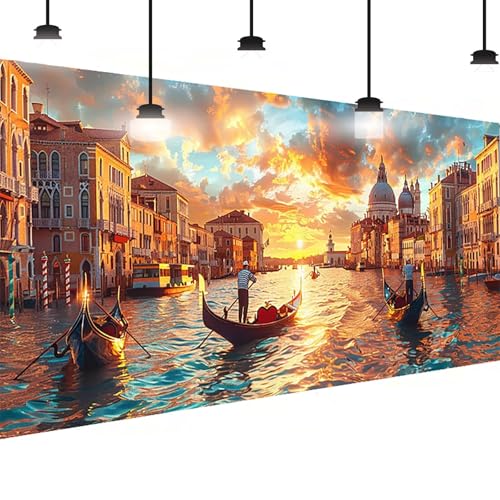 Diamond Painting Wasserstadt Diamant Painting Bilder Erwachsene Groß DlY Diamant Art Kinder Full Drill Diamond Malerei Venedig 5D Juwel Kunst Malerei Stickerei Mosaic Bastelset Decor 70x140 cm J-9L von BEIJUYHU