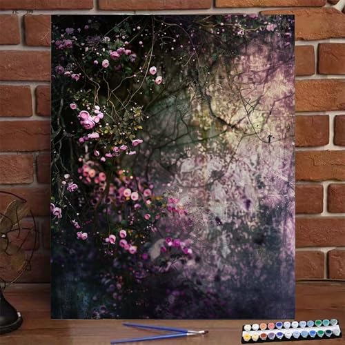 Malen Nach Zahlen Erwachsene Blume, Groß DIY Malen Nach Zahlen mit Rahmen Pflanze, Anfänger Frauen Bastelset, Pinsel und Acrylfarbe, Paint by Numbers Basteln für Home Wand Dekor Geschenk 70x95cm J-V von BEIJUYHU