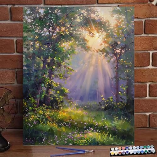 Malen Nach Zahlen Erwachsene Kinder Baum, Malen Nach Zahlen DIY Handgemalt Ölgemälde Kit für Anfänger und Frauen Blume, Malen-Nach-Zahlen mit Rahmen Leinwand Pinsel und Acrylfarbe 100X135 CM Z-0 von BEIJUYHU