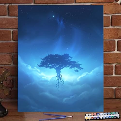 Malen Nach Zahlen Erwachsene Kinder Baum, Malen Nach Zahlen DIY Handgemalt Ölgemälde Kit für Anfänger und Frauen Sternenhimmel, Malen-Nach-Zahlen mit Rahmen Leinwand Pinsel Acrylfarbe 100X135 CM 8-3 von BEIJUYHU