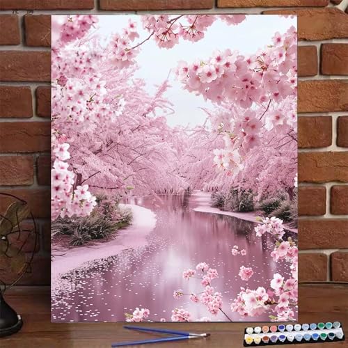 Malen Nach Zahlen Erwachsene Kinder Blume, Malen Nach Zahlen DIY Handgemalt Ölgemälde Kit für Anfänger und Frauen See, Malen-Nach-Zahlen mit Rahmen Leinwand Pinsel und Acrylfarbe 100X135 CM S-M von BEIJUYHU