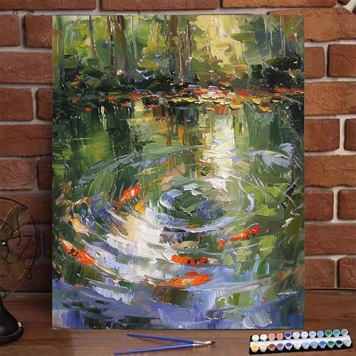 Malen Nach Zahlen Erwachsene Kinder Pflanze, Malen Nach Zahlen DIY Handgemalt Ölgemälde Kit für Anfänger und Frauen Fisch, Malen-Nach-Zahlen mit Rahmen Leinwand Pinsel und Acrylfarbe 100X135 CM 0-E von BEIJUYHU