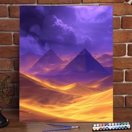 Malen Nach Zahlen Erwachsene Kinder Pyramide, Malen Nach Zahlen DIY Handgemalt Ölgemälde Kit für Anfänger und Frauen Landschaft, Malen-Nach-Zahlen mit Rahmen Leinwand Pinsel Acrylfarbe 100X135 CM S-U von BEIJUYHU