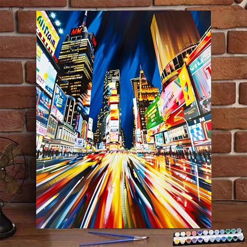 Malen Nach Zahlen Erwachsene Kinder Stadt, Malen Nach Zahlen DIY Handgemalt Ölgemälde Kit für Anfänger und Frauen Straße, Malen-Nach-Zahlen mit Rahmen Leinwand Pinsel und Acrylfarbe 70x95cm N-C von BEIJUYHU