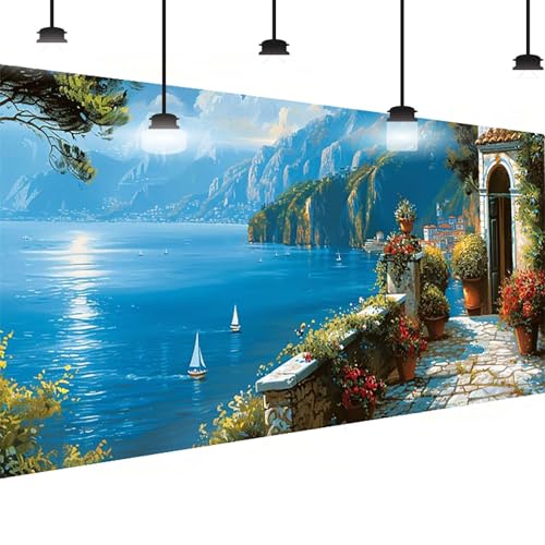 See Diamond Painting Groß XXL 50x100 cm, DlY See Diamant Painting Bilder Kinder, Full drill Daiments Malerei Erwachsene, 5D Diamond Art Mosaic Bastelset Kunst Malerei Stickerei Set Wand Dekor 8-PK von BEIJUYHU