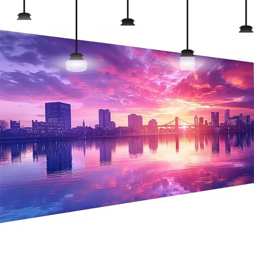 Stadt Diamond Painting Groß XXL 70x140 cm, DlY Stadt Diamant Painting Bilder Kinder, Full drill Daiments Malerei Erwachsene, 5D Diamond Art Mosaic Bastelset Kunst Malerei Stickerei Set Wand Dekor 9-VP von BEIJUYHU