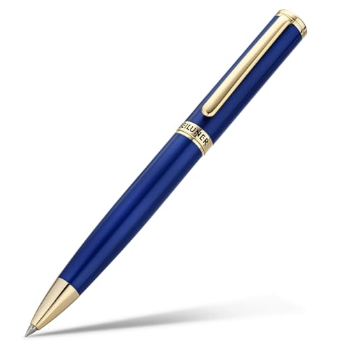 BEILUNER Luxus-Kugelschreiber, kleiner blauer Stift mit 24 Karat Gold-Finish, klassische Lederbox, bestes Stift-Geschenkset für Männer und Frauen, Profis, Chef, Büro, einziehbare, schöne ausgefallene von BEILUNER