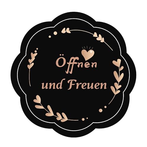 200 Stück Geschenkaufkleber Öffnen und Freuen 38mm Blumenförmige Etiketten für Gutscheine,aufklebe, Geschenkverpackungen von BEIMEIII