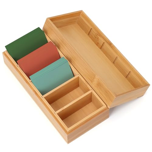 Karteikarten Box Holz A8 Lernkarteibox Holz 21.7 * 9.5 * 7cm Karteikasten Holz mit Deckel Vokabelbox Holz Karten Aufbewahrungsbox Holz Karteibox für Büro Schulen (Holzfarbe) von BEIMEIII