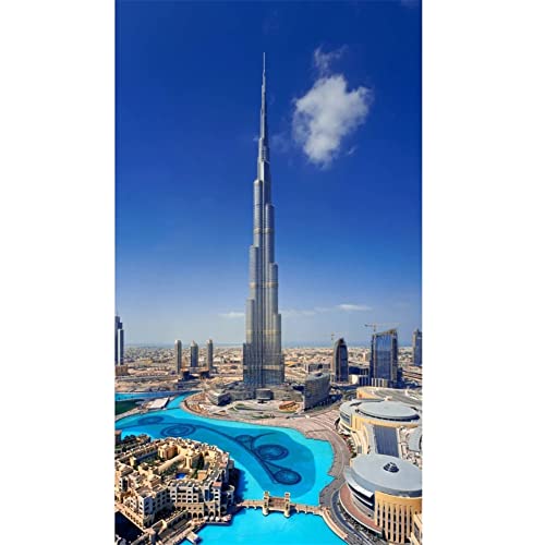 DIY 5D Diamond Painting Set, Dubai-Landschaft 30x60cm Malen nach Zahlen Diamant, Diamant Painting Bilder Geschenk für Erwachsene Kinder, Voller Diamant Stickerei Gemälde Kreuzstich Basteln von BEINME