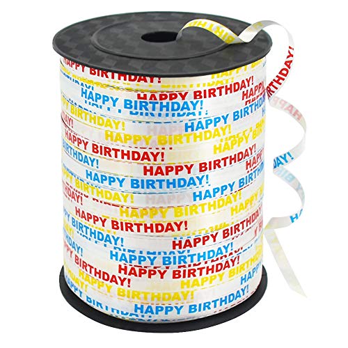 500 Yards Weiß Happy Birthday Ballonband Geschenkband Geschenkverpackung für Party Festival Art Craft Dekor Florist Blumen Dekoration Lieferungen von BEISHIDA