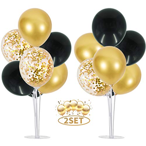 BEISHIDA 2 Sätze Schwarze Gold Luftballon Ständer Kit ballonständer luftballon halter für partydeko geburtstag 16 30 40 50 60 Jahre alt geburtstag Abschluss Weihnachten (16 pcs Luftballons inklusive) von BEISHIDA