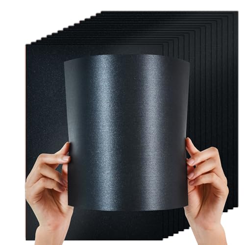 BEISHIDA 30 Blatt schwarzes Kartonpapier, 21,6 x 27,9 cm, schimmerndes Kartonpapier, 250 g/m², Premium-Bastelpapier für Einladungen, Lebenslauf, Zertifikate, DIY-Kunstprojekte, Grußkarten von BEISHIDA