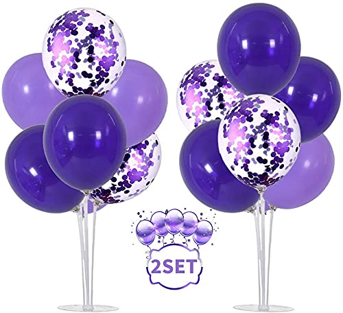 BEISHIDA Ballon Ständer Kit Ballon Stick Halter Luftballons Halter Zubehör 16 Violett Konfetti Luftballons Tischballonständer Ballonbaum für Geburtstag Babyparty Hochzeit Party dekoration von BEISHIDA