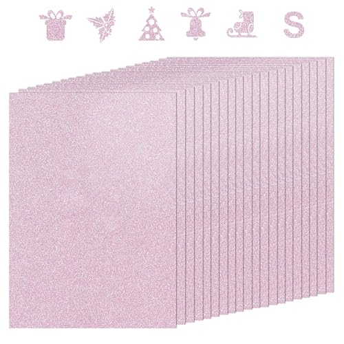 BEISHIDA Pinkes Kartonpapier, A4-Glitzer-Karton, rosa Glitzerpapier, glitzerndes Papier, 250 g/m², Premium-Bastelpapierbogen für Cricut, DIY-Kunstprojekte und Party-Dekorationen (20 Blatt) von BEISHIDA