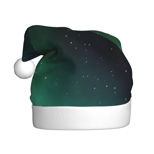 BEIVGOXL Weihnachtsmütze mit Galaxie-Motiv, bedruckt, für Erwachsene, Samt, verdickt, Weihnachtsmannmütze, Urlaubsbedarf, warm, festlich, unisex von BEIVGOXL