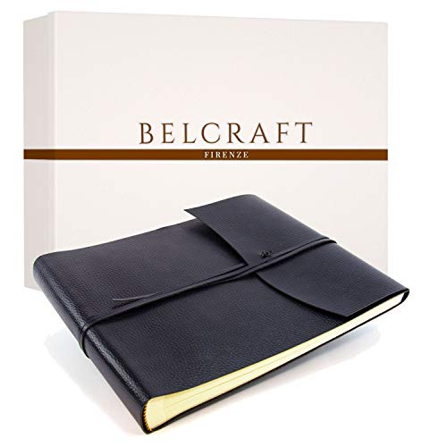 BELCRAFT Tivoli Fotoalbum aus recyceltem Leder, Querformat, Handgearbeitet in klassischem italienischem Stil, Geschenkschachtel inklusive, A4 (25x32 cm) Ozean von BELCRAFT