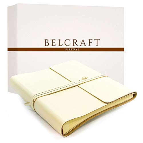 BELCRAFT Dolci Fotoalbum Leder, Handgearbeitet in klassischem italienischem Stil, Geschenkschachtel inklusive Elfenbeinfarben von BELCRAFT