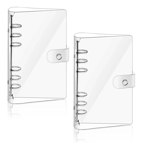 2 Stück Ringbuch A6 Ring Binder, Transparente Loose Binder Wasserdicht Ringbuch Ordner A6, Nachfüllbares Ringordner mit Druckknopf Notebook Schutz für Büro Schule Journal Buch von BELIHOME