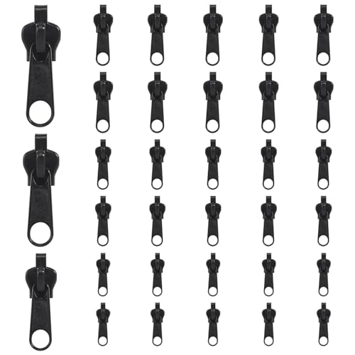 30 Stück Reißverschluss Schieber, 3.6cm 3.4cm 2.8cm Reißverschluss Schieber Ersatz Zipper Pull Fixer, Zipper Für Reißverschluss Universal Reißverschluss Für Ersatzreißverschluss von BELIHOME