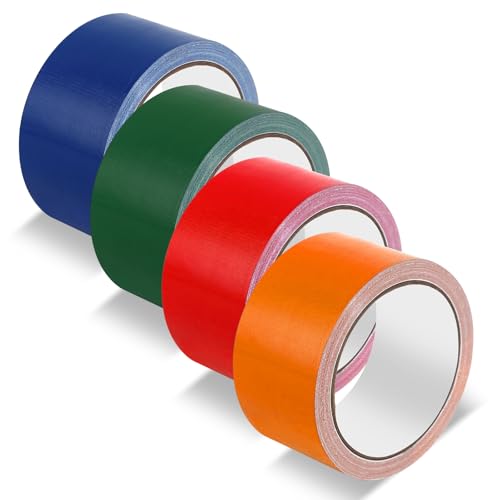 BELIHOME Panzertape Gewebeband Bunt, 4 Rollen Wasserdichtes Klebeband Allzweck Gewebe Klebeband Panzerband Extra Stark, Duct Tape Gewebe Klebeband für Reparaturen Industrielle Abdichten von BELIHOME