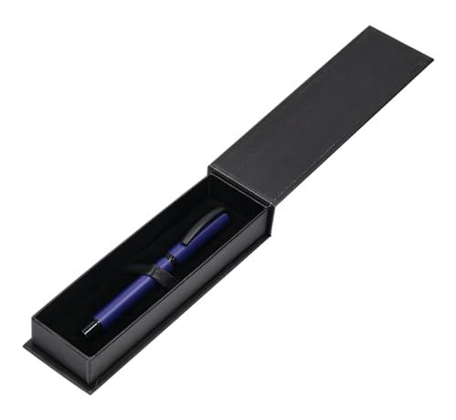 BELIUS Turbo-Kugelschreiber, Aluminium, Blau und Schwarz, blaue Tinte, Design-Box von BELIUS