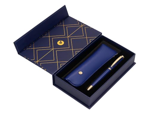 BELIUS Kugelschreiber und Etui Soiree in Marineblau und Gold, blaue Tinte, Design-Box von BELIUS