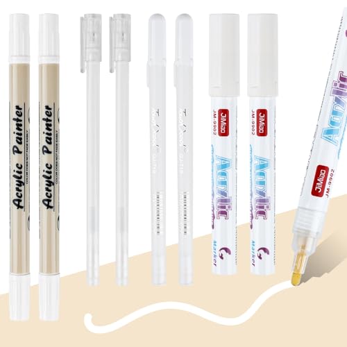 BELLALICHT 8 Stück Acrylmarker weißer Marker, Highlighter-Marker, Highlight-Stift für Schüler-Malerei, wasserfester und schnell trocknender DIY-Weißpunkt-Stift, nverzichtbares Werkzeug von BELLALICHT