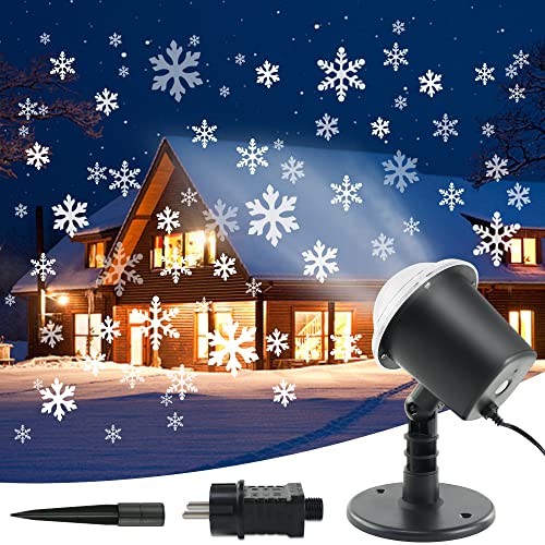 BELLALICHT LED Projektorlampe Schneeflocken Effektlicht, Snowflake Projektor Schneefall Projector IP65 Weihnachtsbeleuchtung Party Dekoration für Outdoor Außen und Innen von BELLALICHT