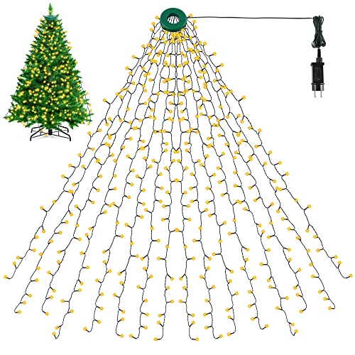 BELLALICHT Weihnachtsbaum Lichterkette, 400 LEDs 2M Höhe 16 Girlanden LED Christbaumbeleuchtung mit Ring, 8 Modi Überwurflichterkette für 90cm bis 220cm Baum - Warmlicht von BELLALICHT