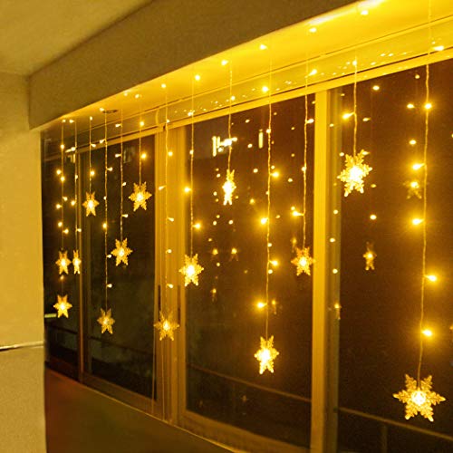 LED Lichterkette, Schneeflocke Fenster, Weihnachtsbeleuchtung Innen Warmweiß für Weihnachten Geburtstag Party Hochzeit, 94er LEDs Lichtervorhang Außen IP44 31V Niederspannung 8 Modi 3,6M x 1M von BELLALICHT